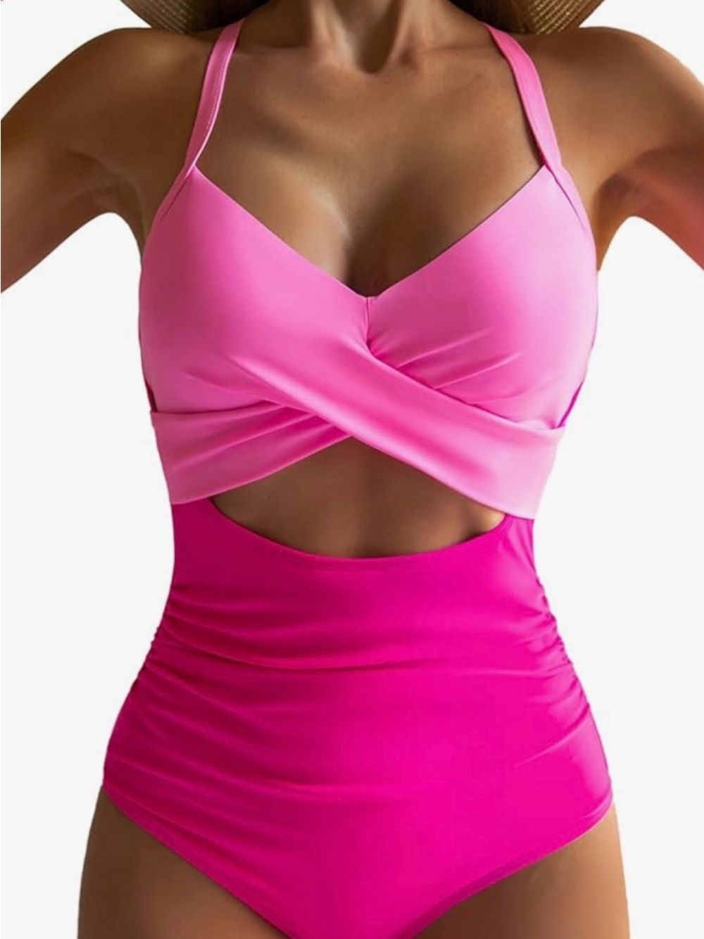 Women's Tummy Control One Piece Swimsuit Cutout Bathing Suit women’s medium pink